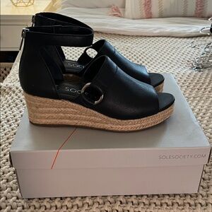 Sole Society Black Espadrille Wedges